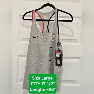 Nike 100% Cotton Racerback Tank Top with USA Logo, NWT, Size Large